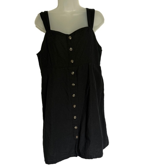 AMERICAN Eagle Black Linen Feel Sleeveless Button Down Dress - Picture 2 of 5